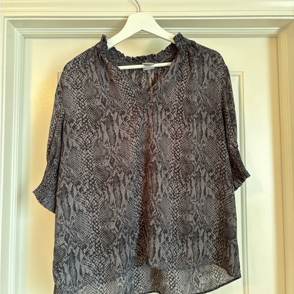 Worthington Black and Gray Snake Print Blouse